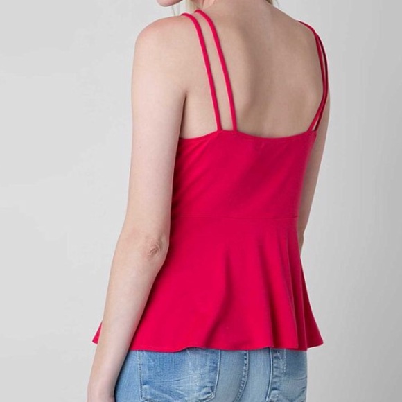 Lattice peplum tank top by BKE red in BLACK - Picture 4 of 4